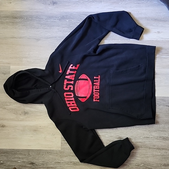 Nike Mens Club Fleece Ohio State Football Hoodie/Pullover Sweatshirt Black Sz L - Picture 1 of 11